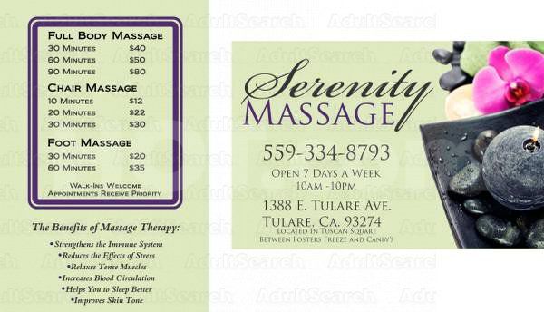 Massage Parlors Tulare, California Serenity Massage